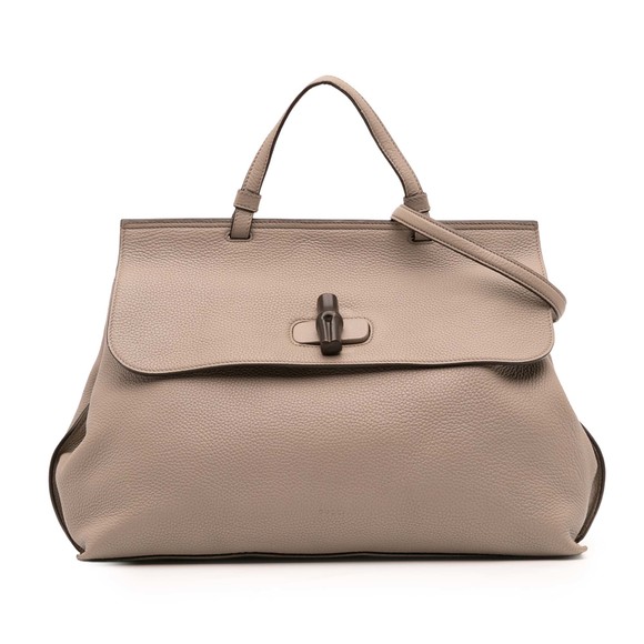 Pre-Loved Gucci Large Leather Bamboo Daily Satchel - Picture 1 of 12
